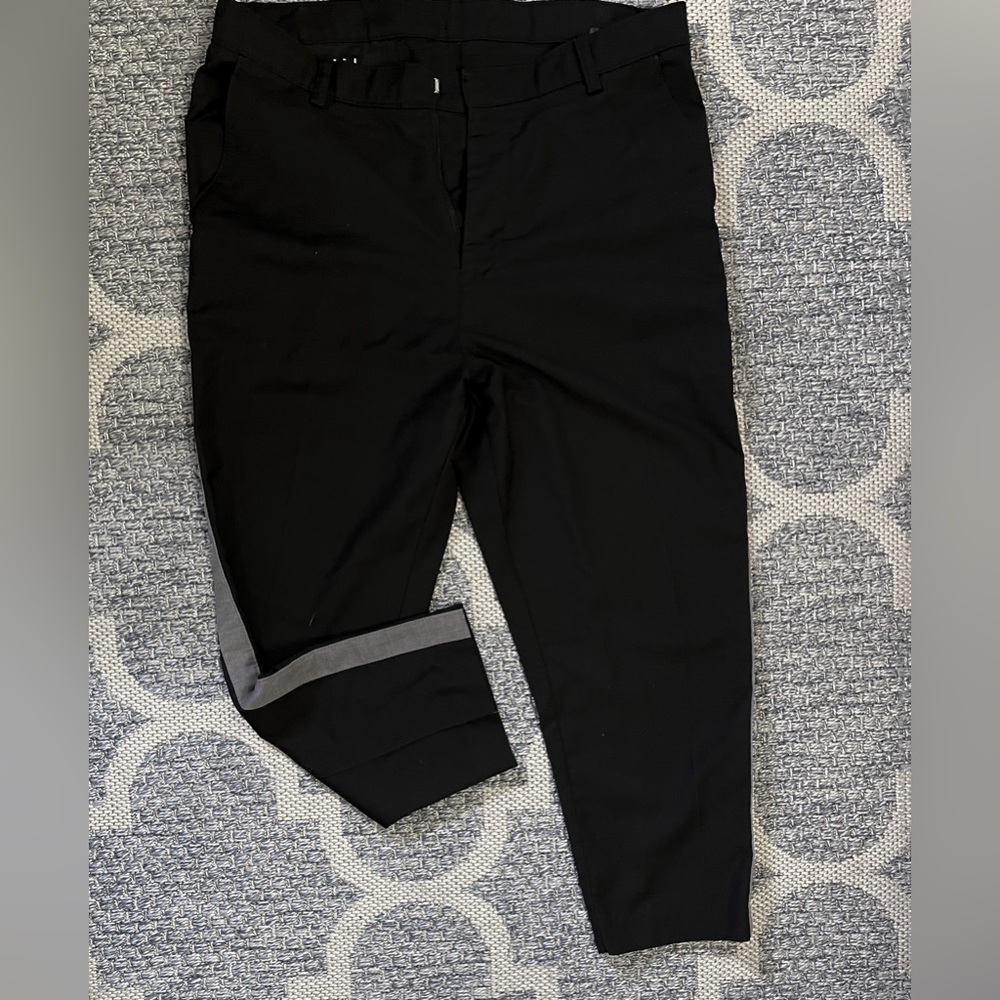 Men Black Pants with Gray Stripe Detail